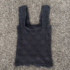 Free People Black Crochet Tank with Floral Texture